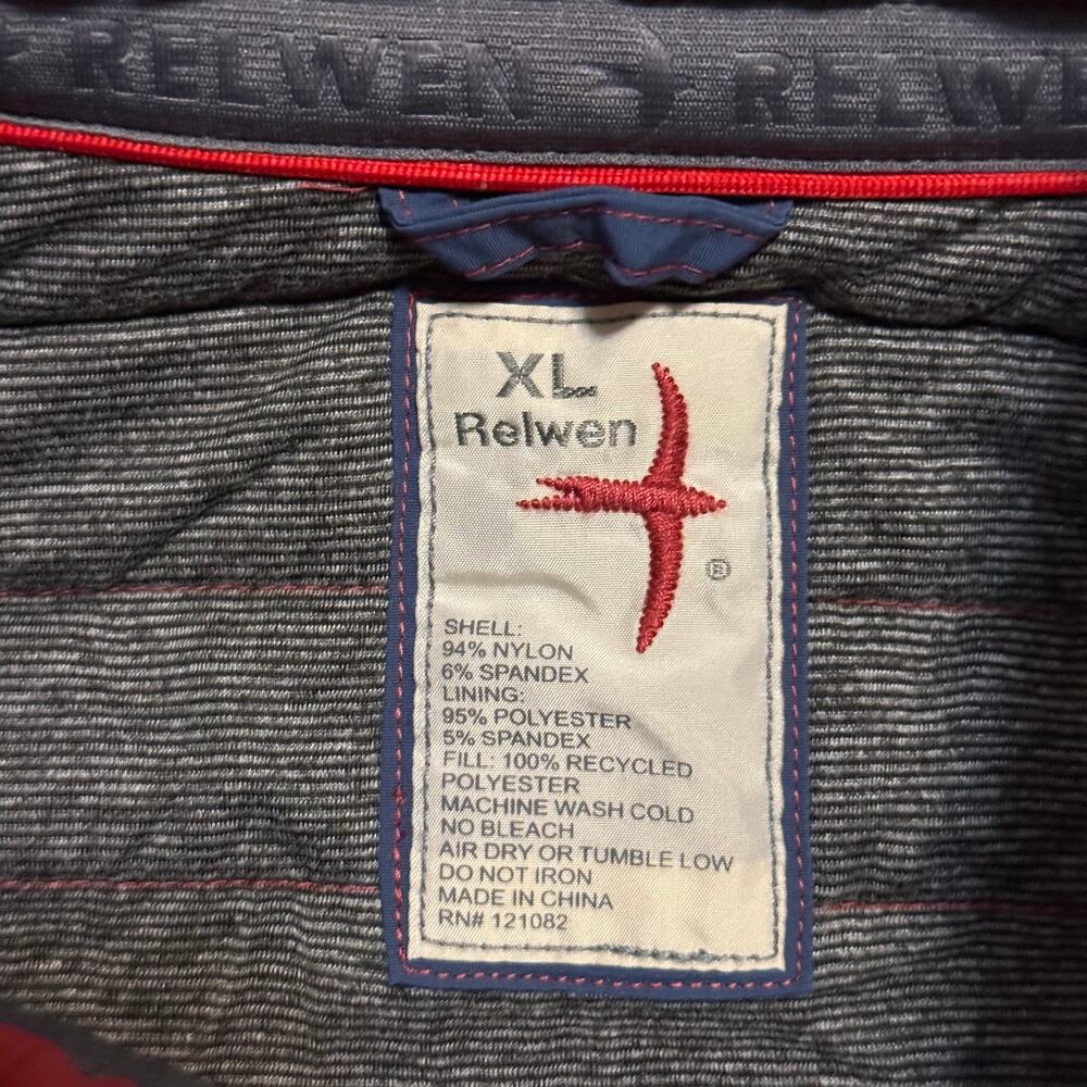 Relwen Windzip Jacket Quilted Puffer Mens Size XL Red - Picture 4 of 6